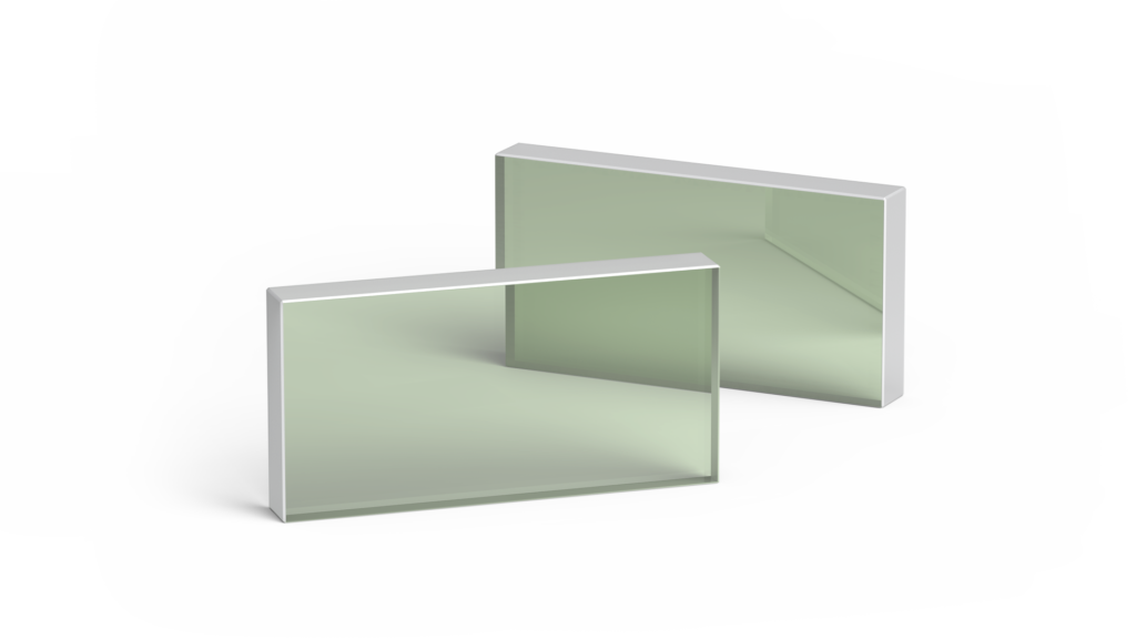 Two rectangular brewster type thin film polarizers in transparent green color
